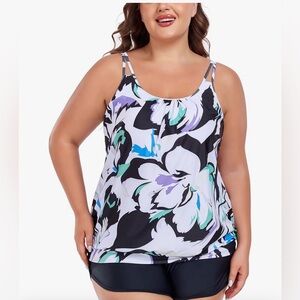 Ocean Blues Plus Size Tankini Top Only Loose Fit Blouson Tankini Bathing Suit To